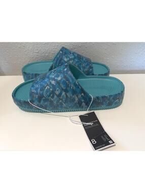 Nike Calm Slide Print Women's 8 Dusty Cactus Dynamic Turquo